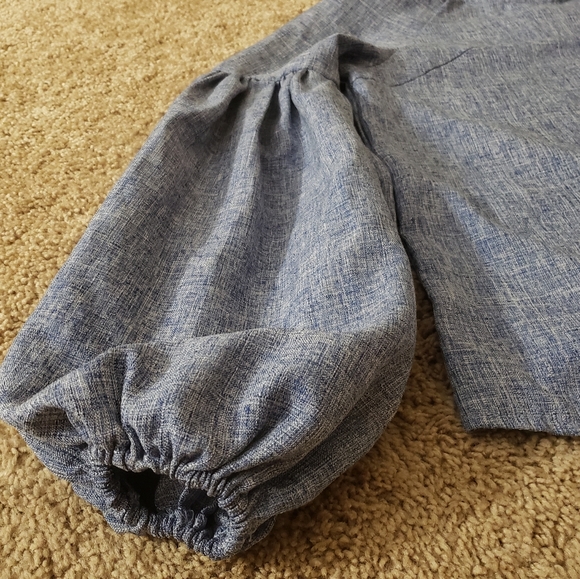 Bell sleeve denim look blouse - Picture 4 of 6